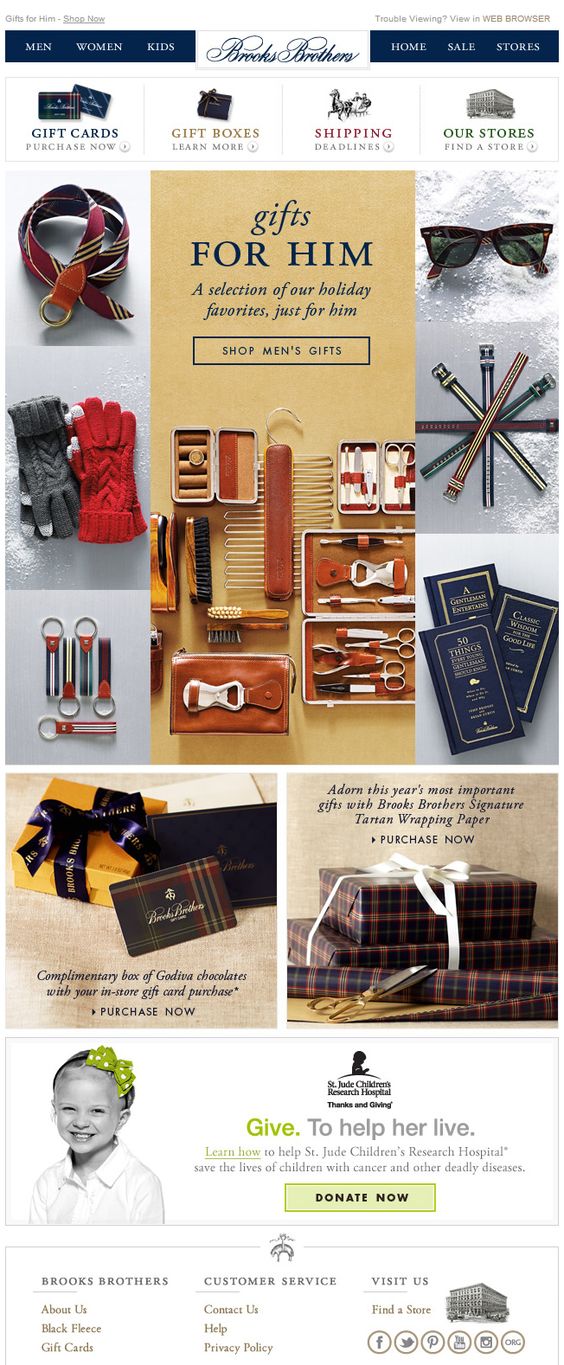 25 Bright & Merry Christmas HTML Email Templates - Brooks Brothers