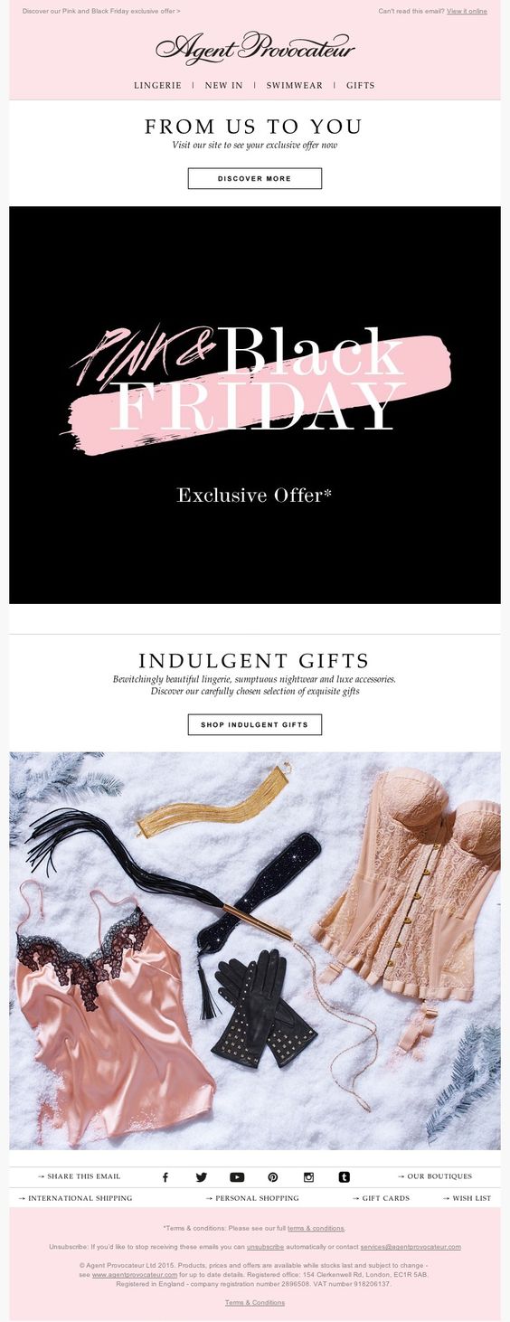 Agent Provocateur Black Friday email example inspiration