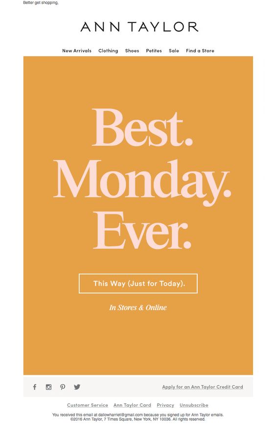 Ann Taylor Cyber Monday email