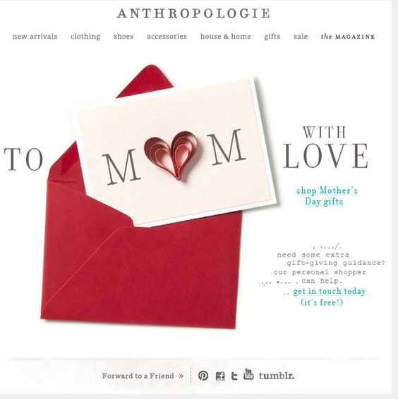 Anthropologie Email Example for Monther's Day