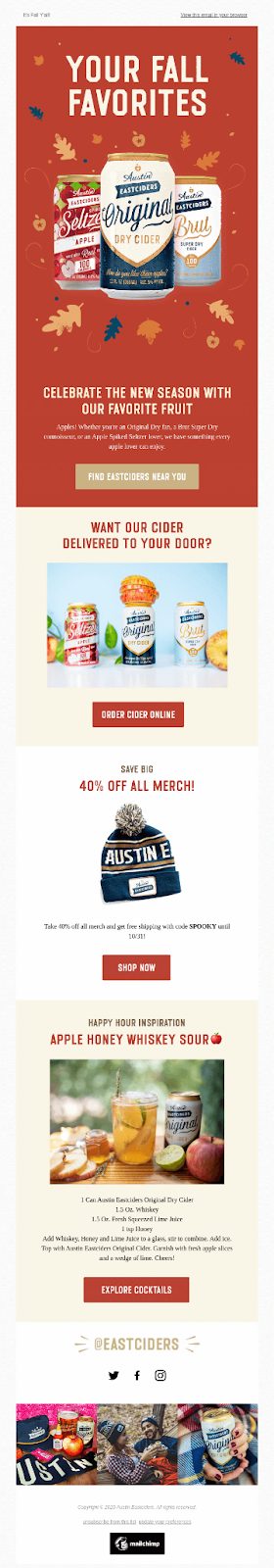 Austin Eastiders - Fall Email Campaign Example