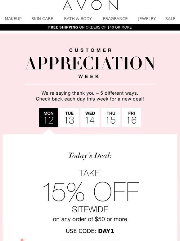 Avon customer appreciation email marketing