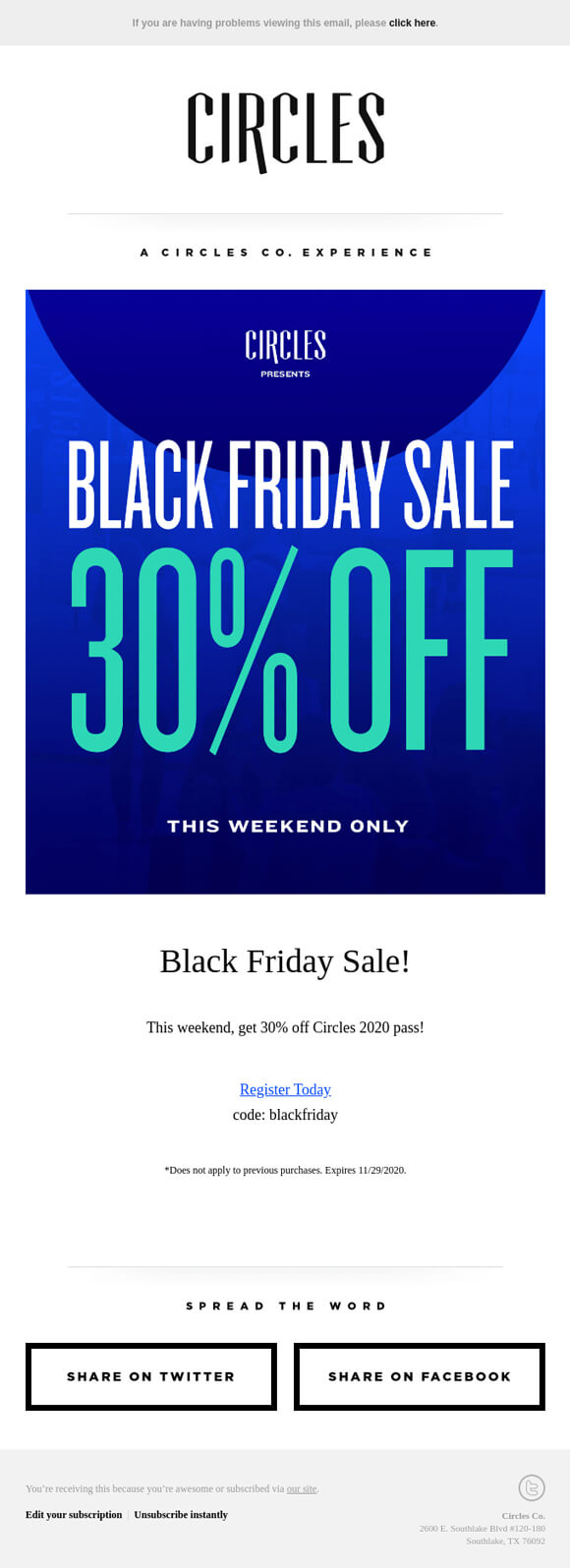 Black Friday Event Email Examples