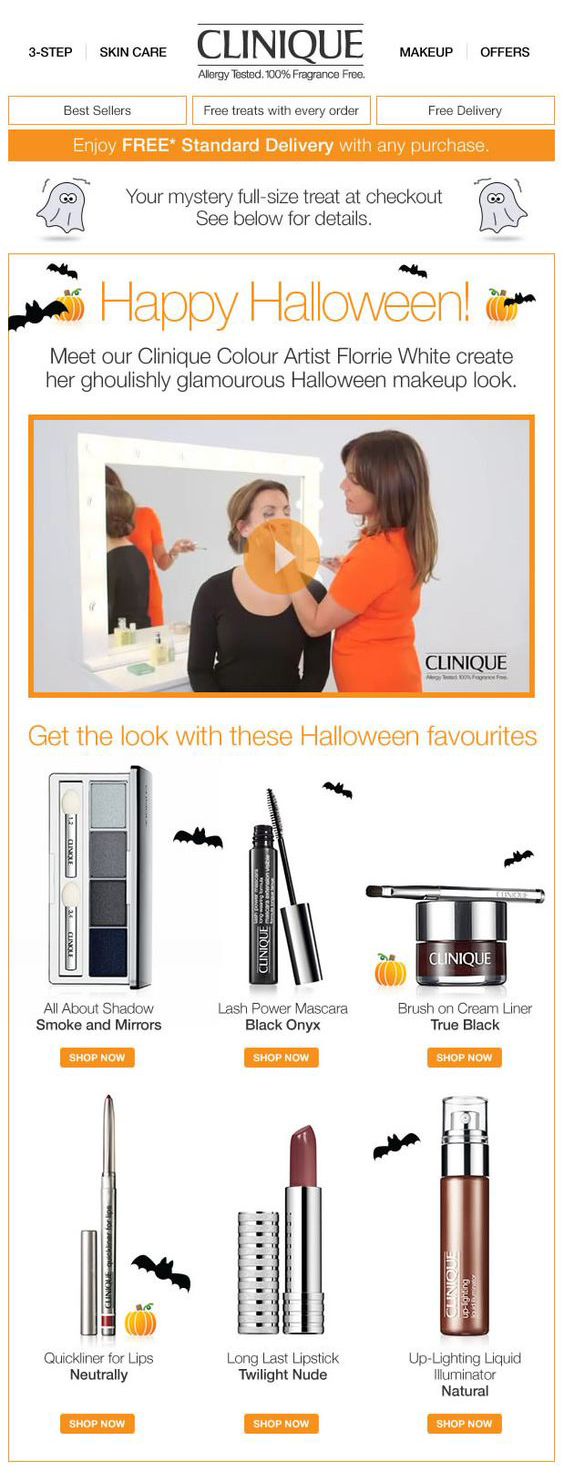 clinique makeup artist demonstrating how to create a ghoulishly glamorous look