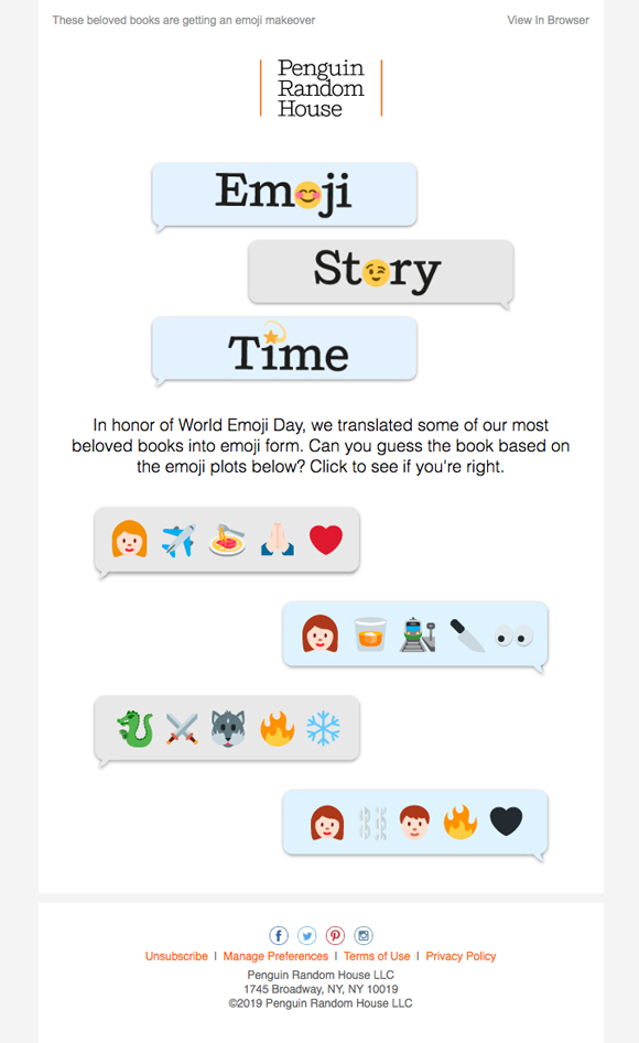 Email Design Example by Penguin Random House