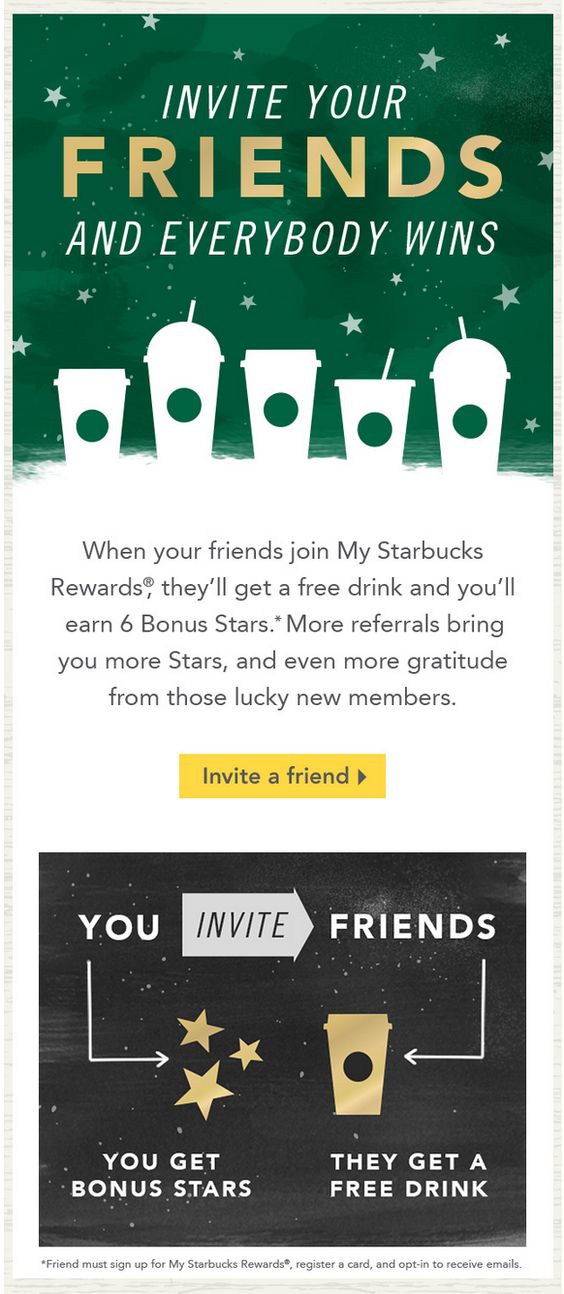 starbucks refer a friend email campaign