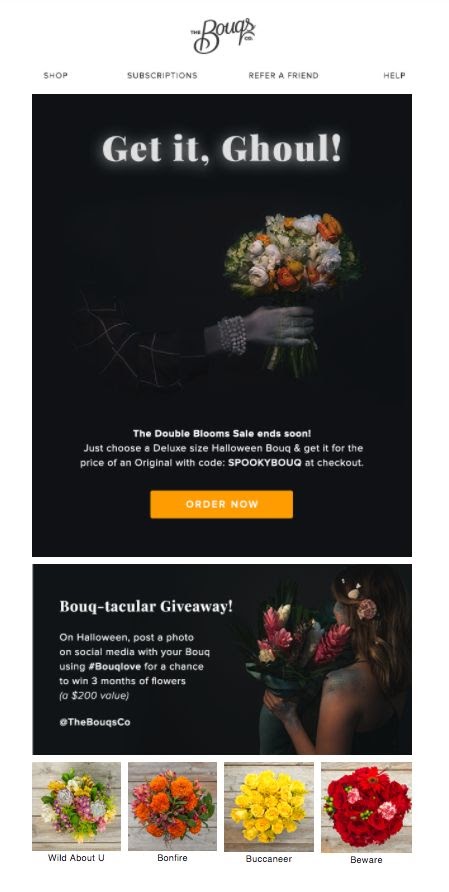 The Bouqs - Fall email campaign example