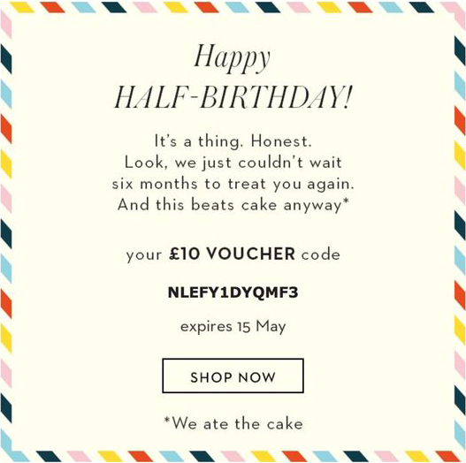 happy-half-birthday email campaign