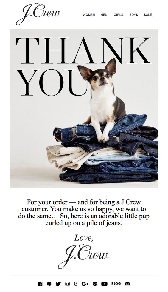 J Crew customer appreciation email marketing