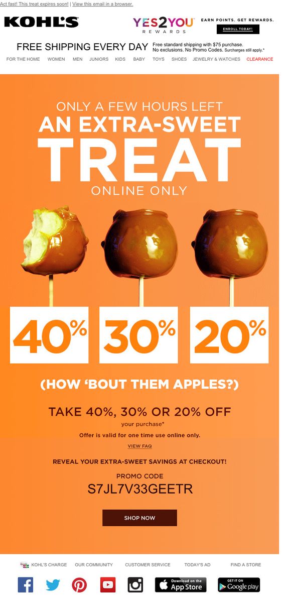 kohls candy apple sweet discount offer