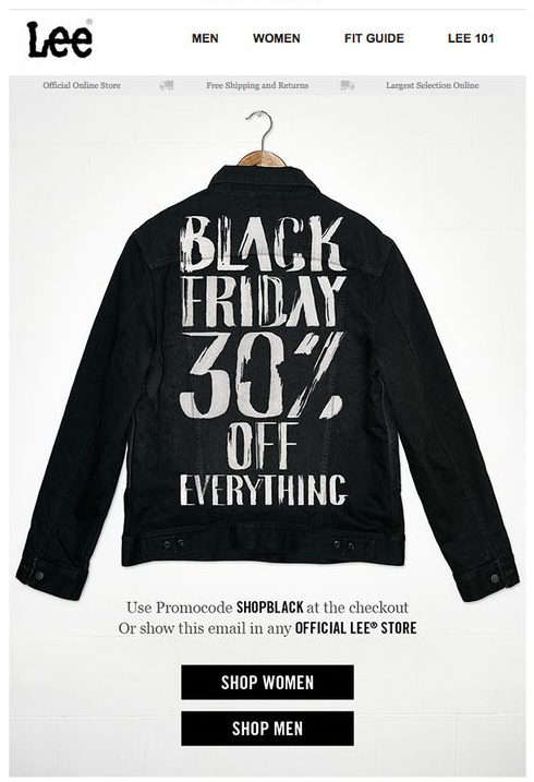 Lee Black Friday email example inspiration