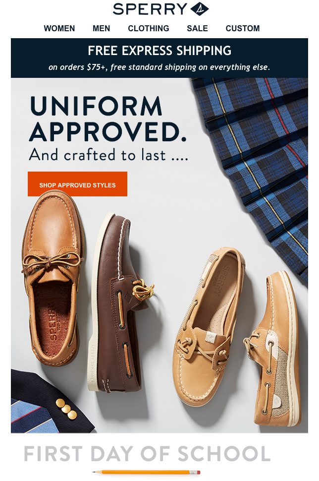 Sperry's Back to School Email Example