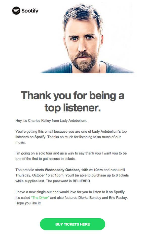 Email Copywriting Examples Personalization - by Spotify