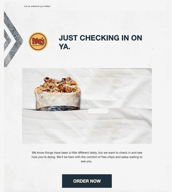 re engagement email example - Moe’s Southwest Grill