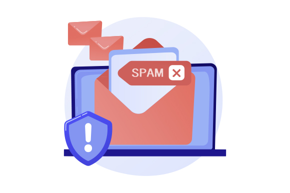 An illustration of laptop that shows on the display a email with a spam label - Things Email Marketers Should Do as Businesses Reopen