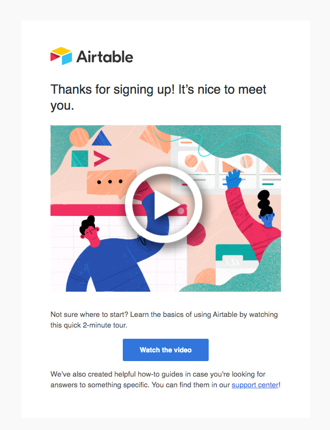 Welcome Email Automation Example by Airtable