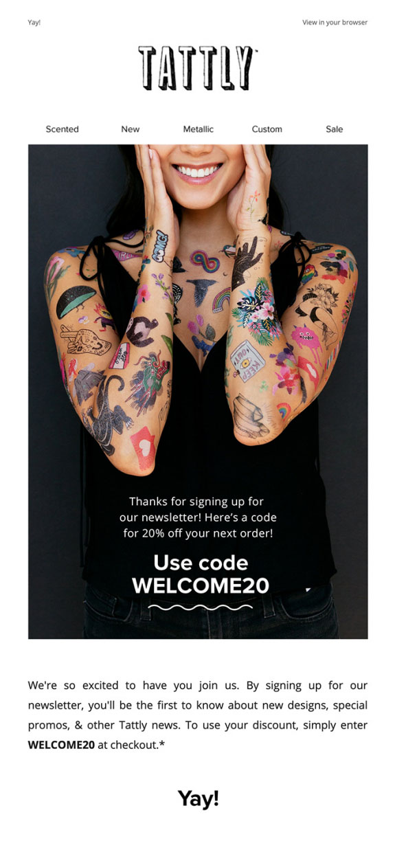 Welcome Email Automation Examples by Tattly