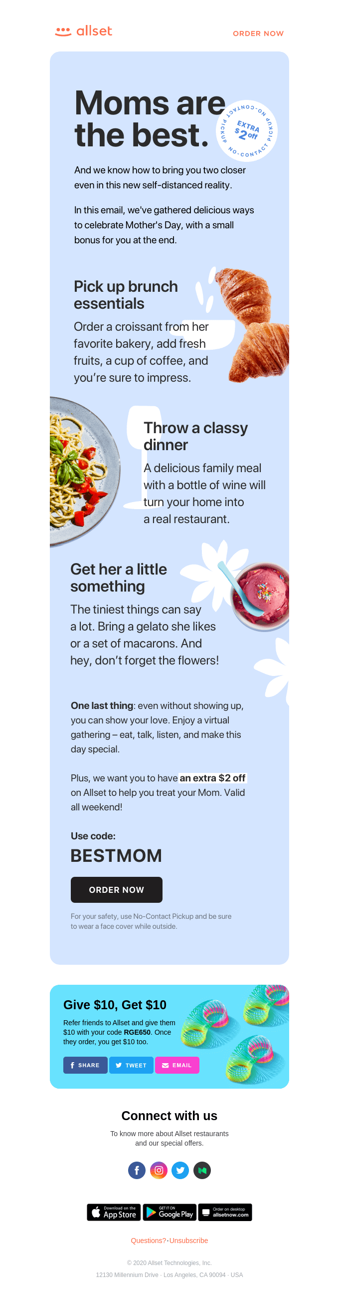 AllSet Mother's Day Email Marketing Campaign Example