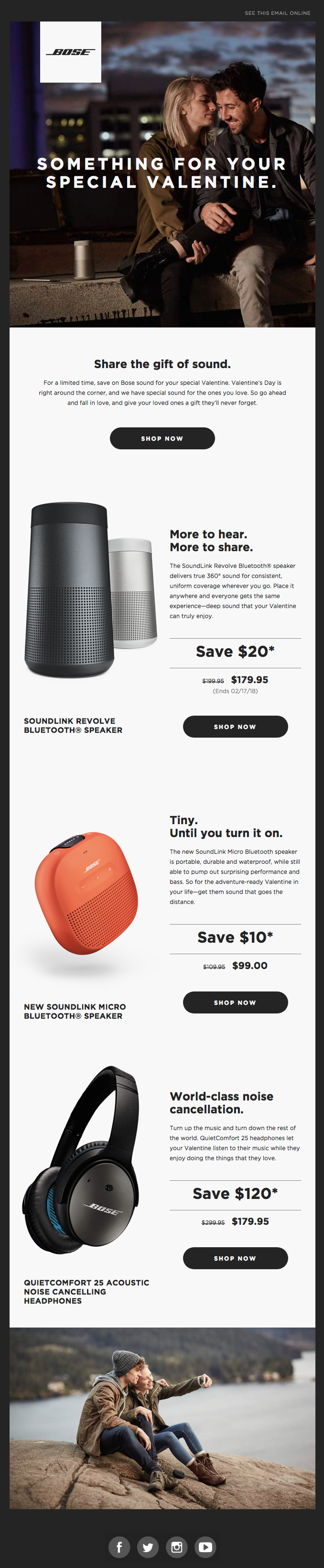 Bose's valentine's day email campaign