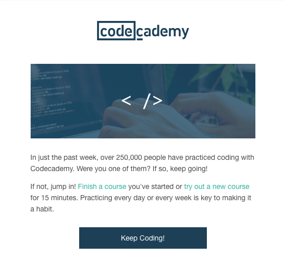 codecademy retention email