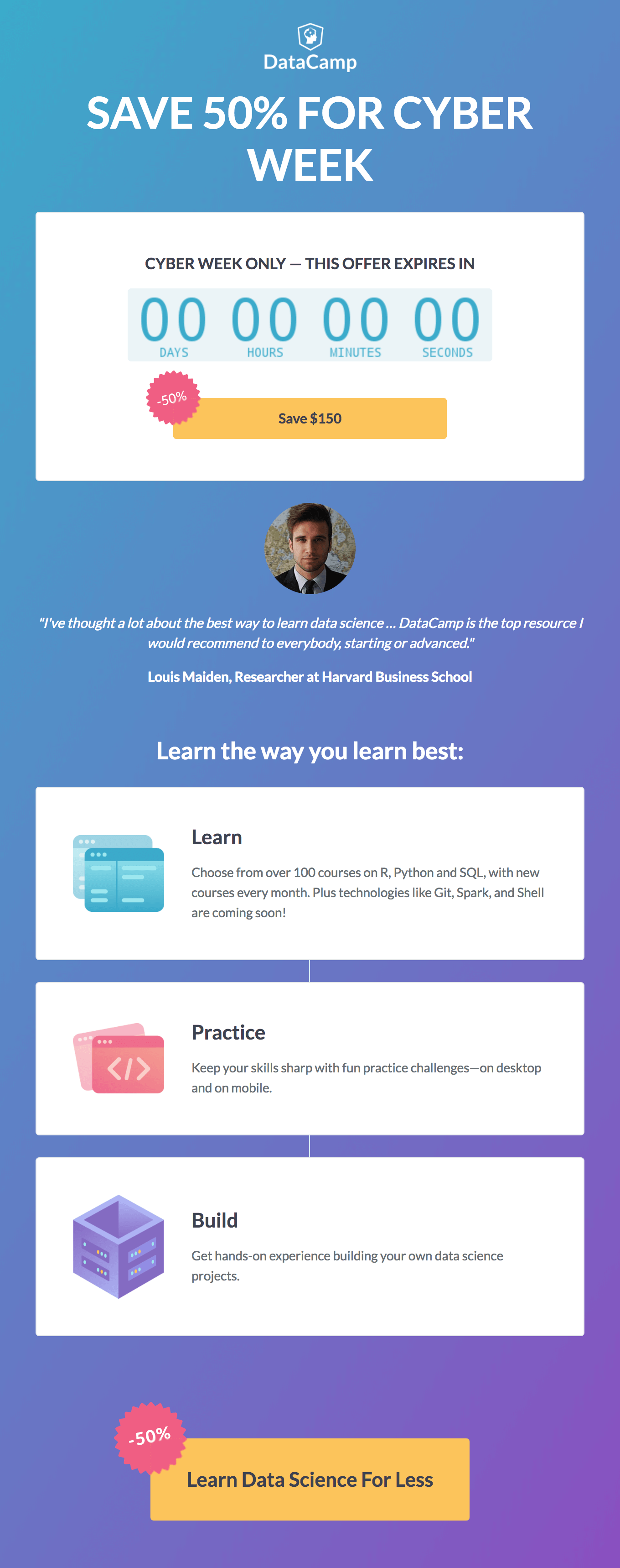 DataCamp cyber monday email