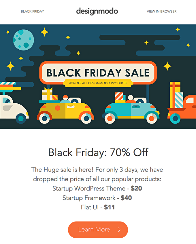 DesignModo Black Friday email example