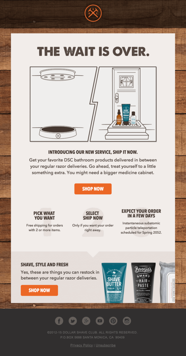 dollar shave club retention email