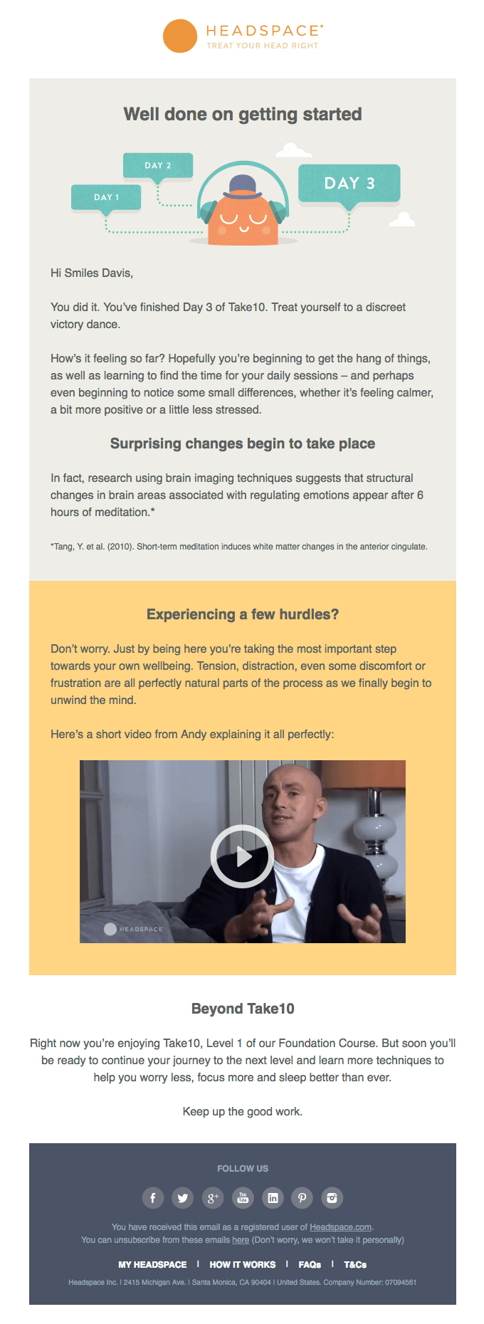 headspace retention email