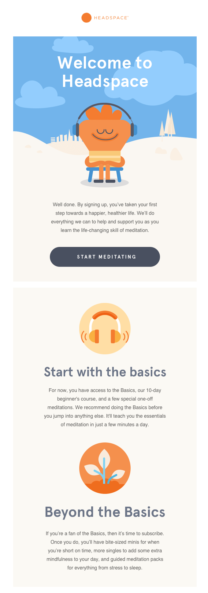 Headspace welcome email example