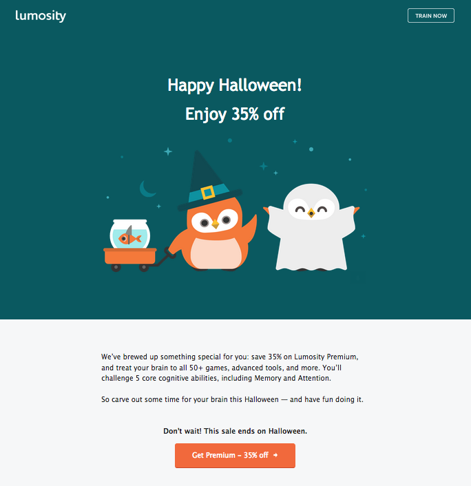 lumosity mascot owls present a spooky discount