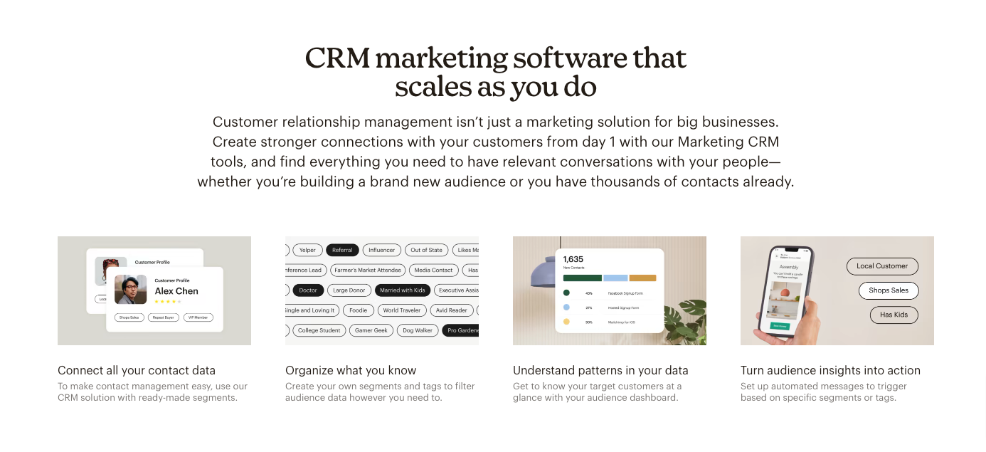 Screenshot of the CRM features in Mailchimp