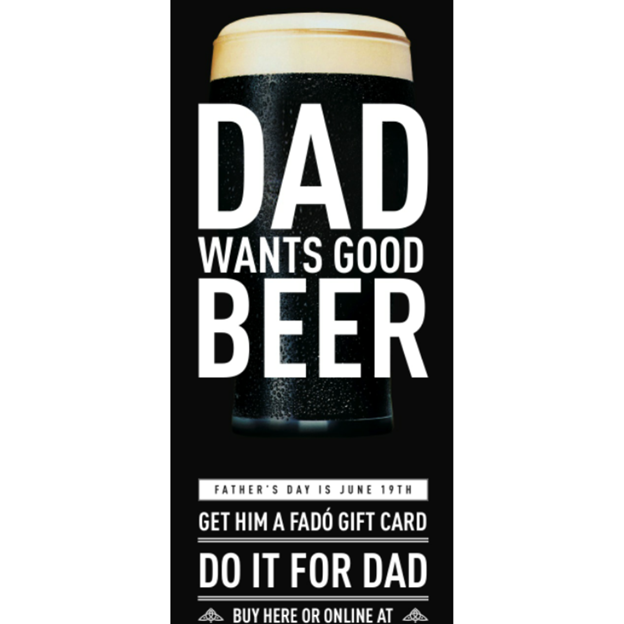 Fado Irish Pub - Father's Day Email Campaign Examples