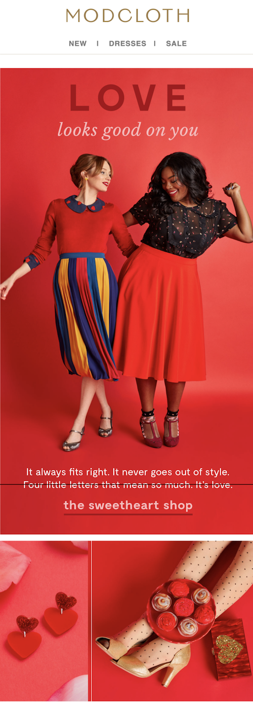 Modcloth's valentine's day email campaign