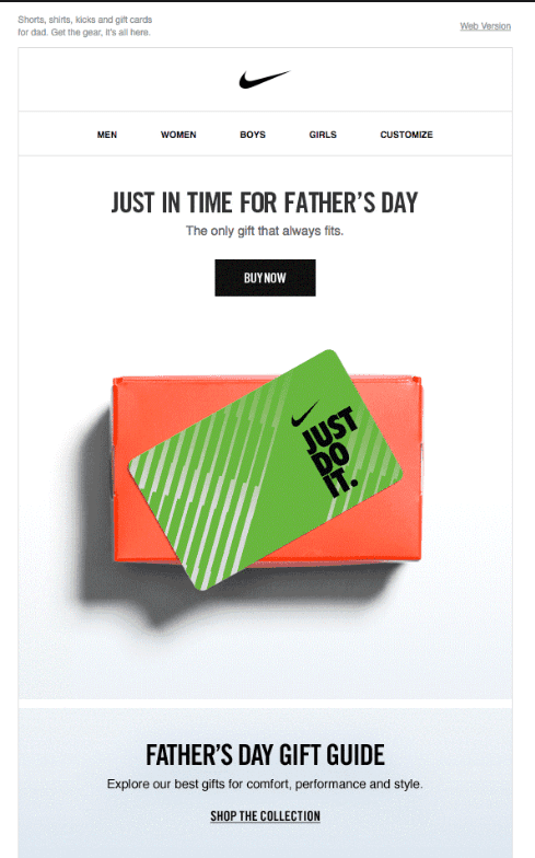 Nike's example of simplistic email