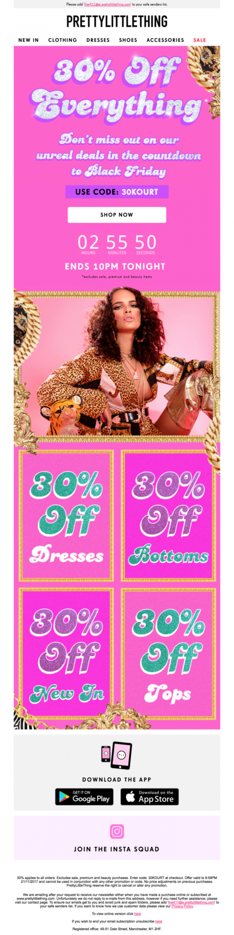 Pink, disco and glitter-themed pretty little thing Black Friday ad