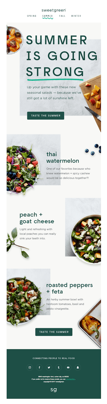 sweetgreen email marketing campaign examples