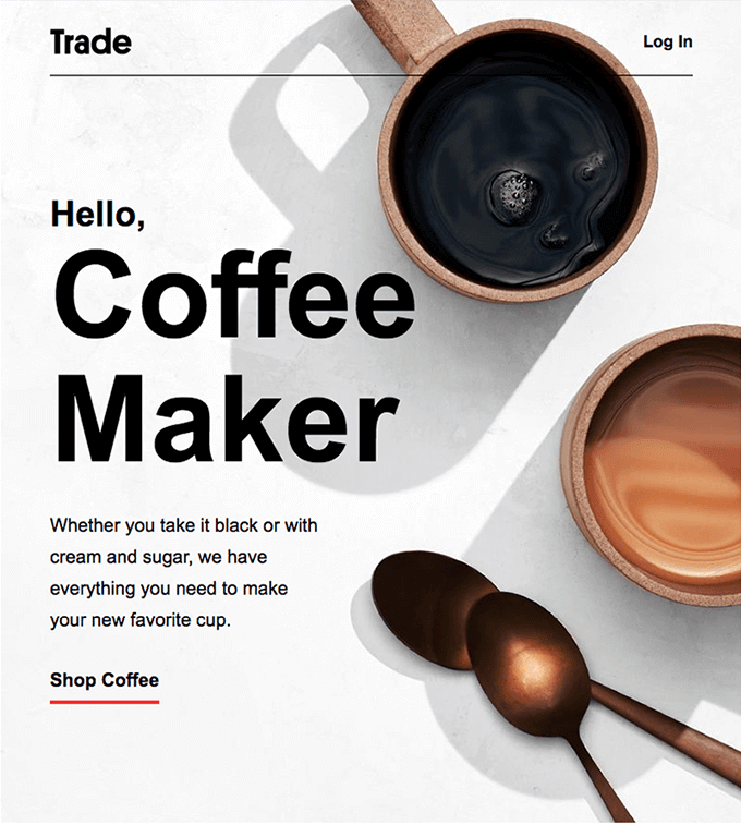 Trade coffee welcome email example