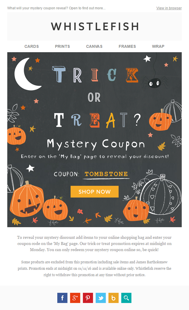 whitefish halloween discount with festive fonts